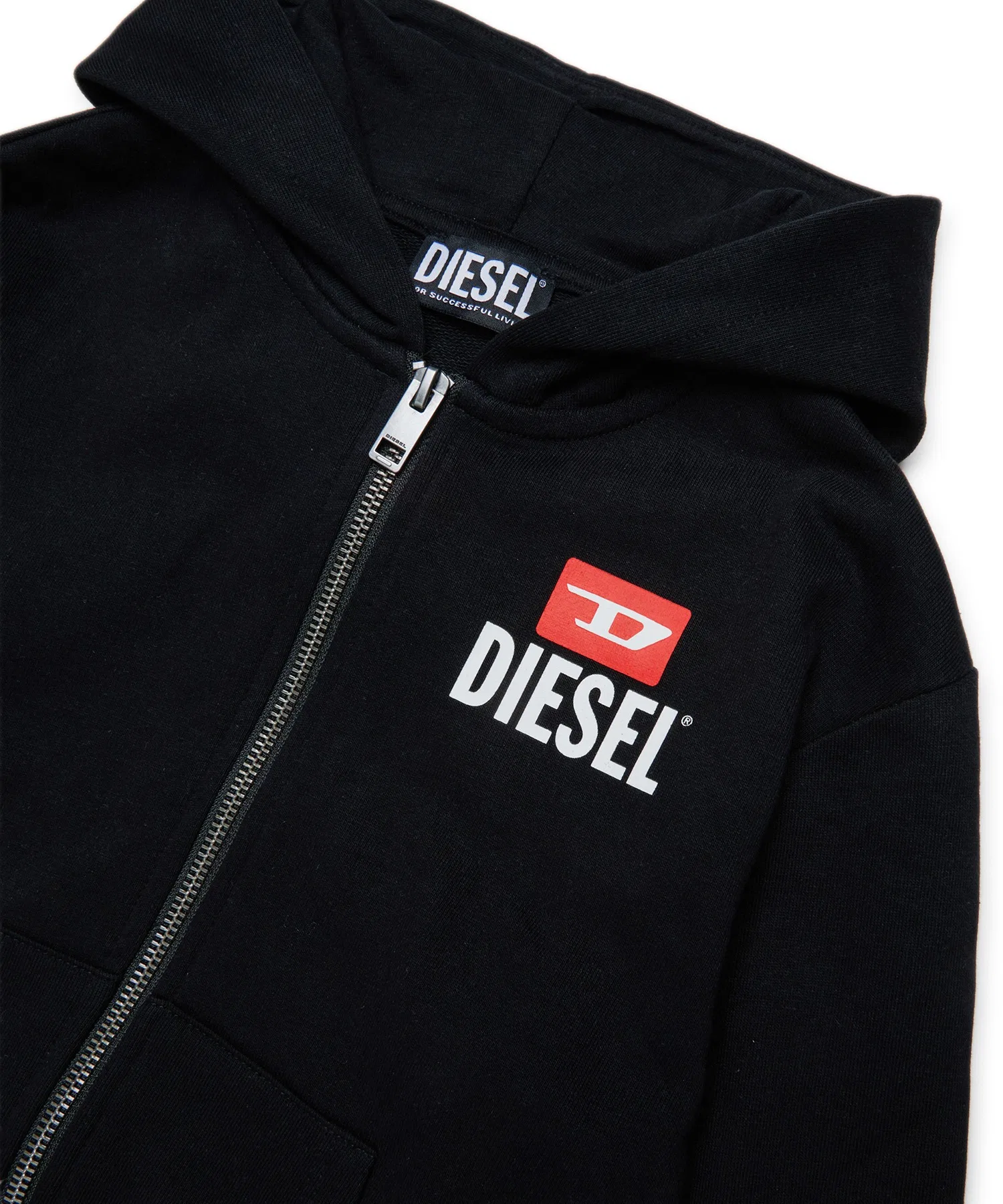 Детская и подростковая толстовка на молнии с логотипом бренда DIESEL — фото 3