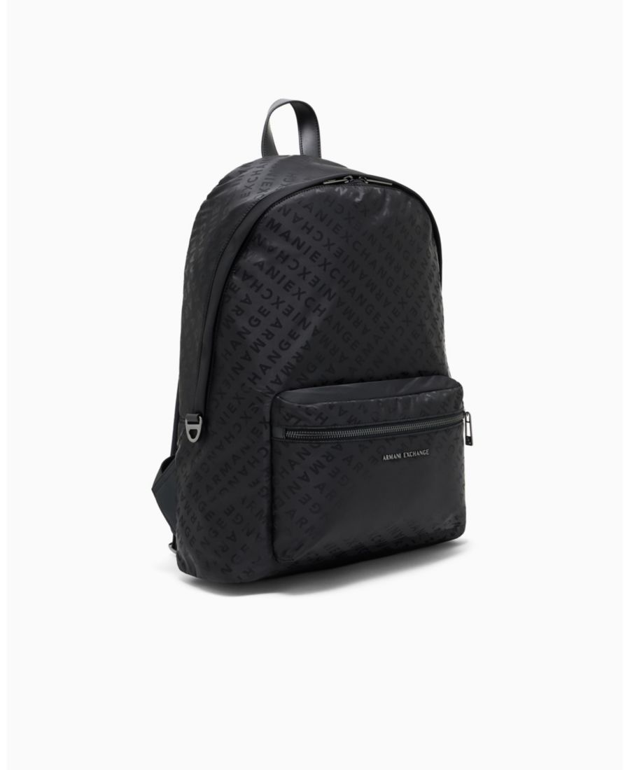 

Мужской рюкзак из атласной жаккардовой ткани с логотипом по всей поверхности A|X Armani Exchange, Black