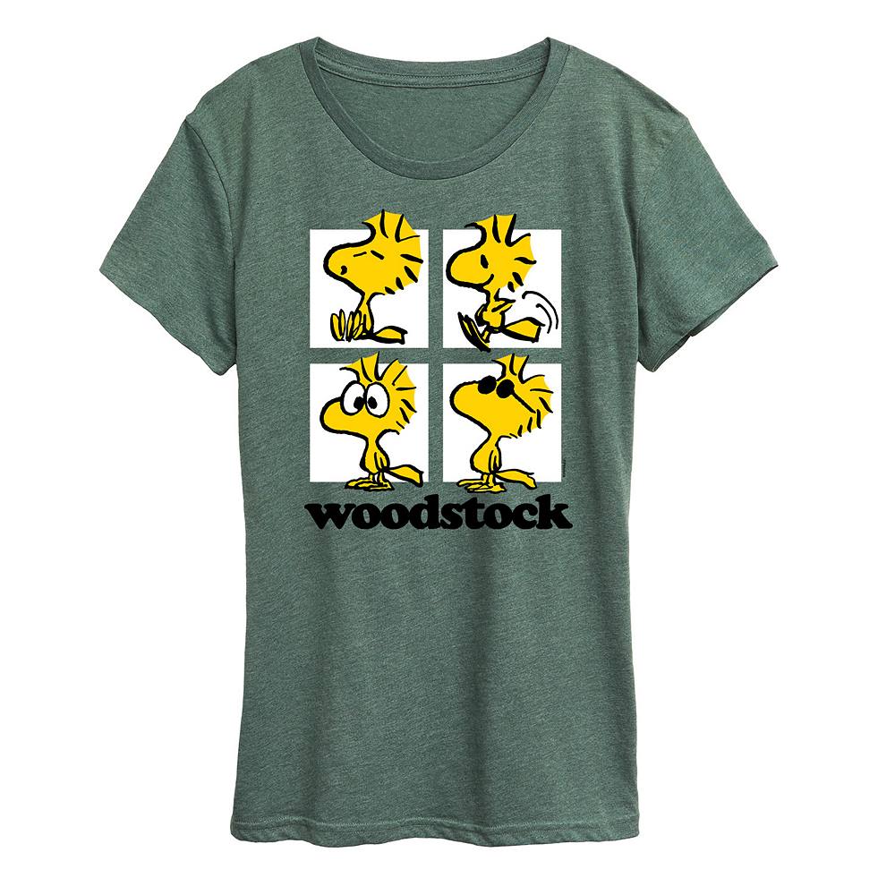 

Женская футболка с рисунком Peanuts Woodstock Grid Licensed Character, цвет Heather Green