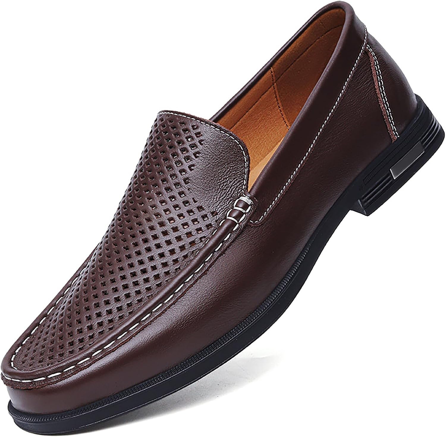 

Мужские кожаные лоферы без шнурков, модные, роскошные, с круглым носком, низким каблуком, деловые туфли и работы в офисе Forevercan, коричневый