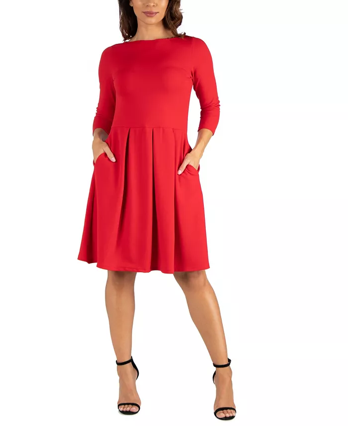 

Женское платье Perfect Fit and Flare с карманами 24seven Comfort Apparel, красный