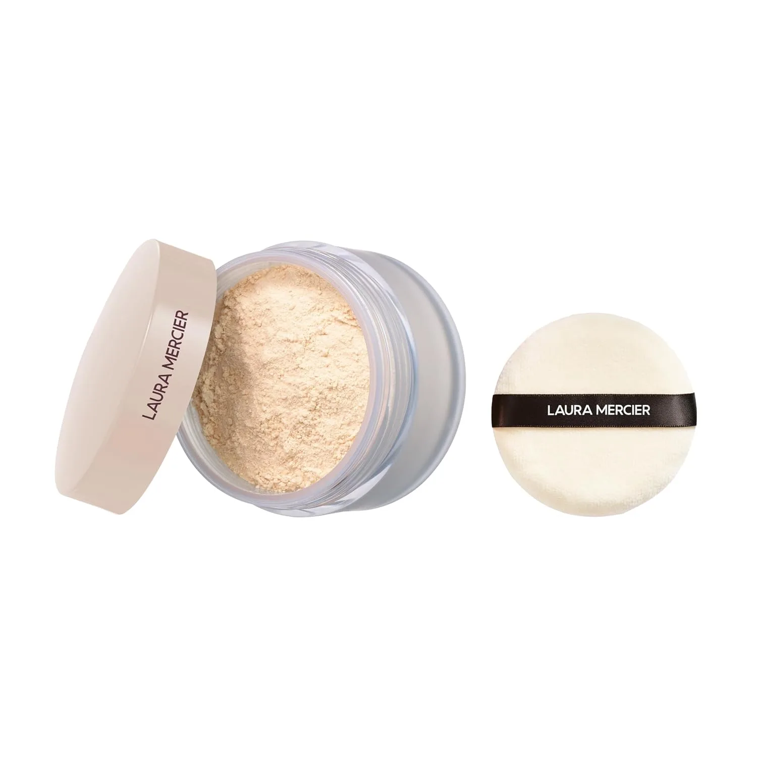 Laura Mercier Translucent Loose Talc-Free Setting Powder Ultra-Blur в оттенке Translucent: натуральный и размывающий финиш, с гиалуроновой кислотой, для очень светлого и среднего тона кожи + набор с велюровой пуфф