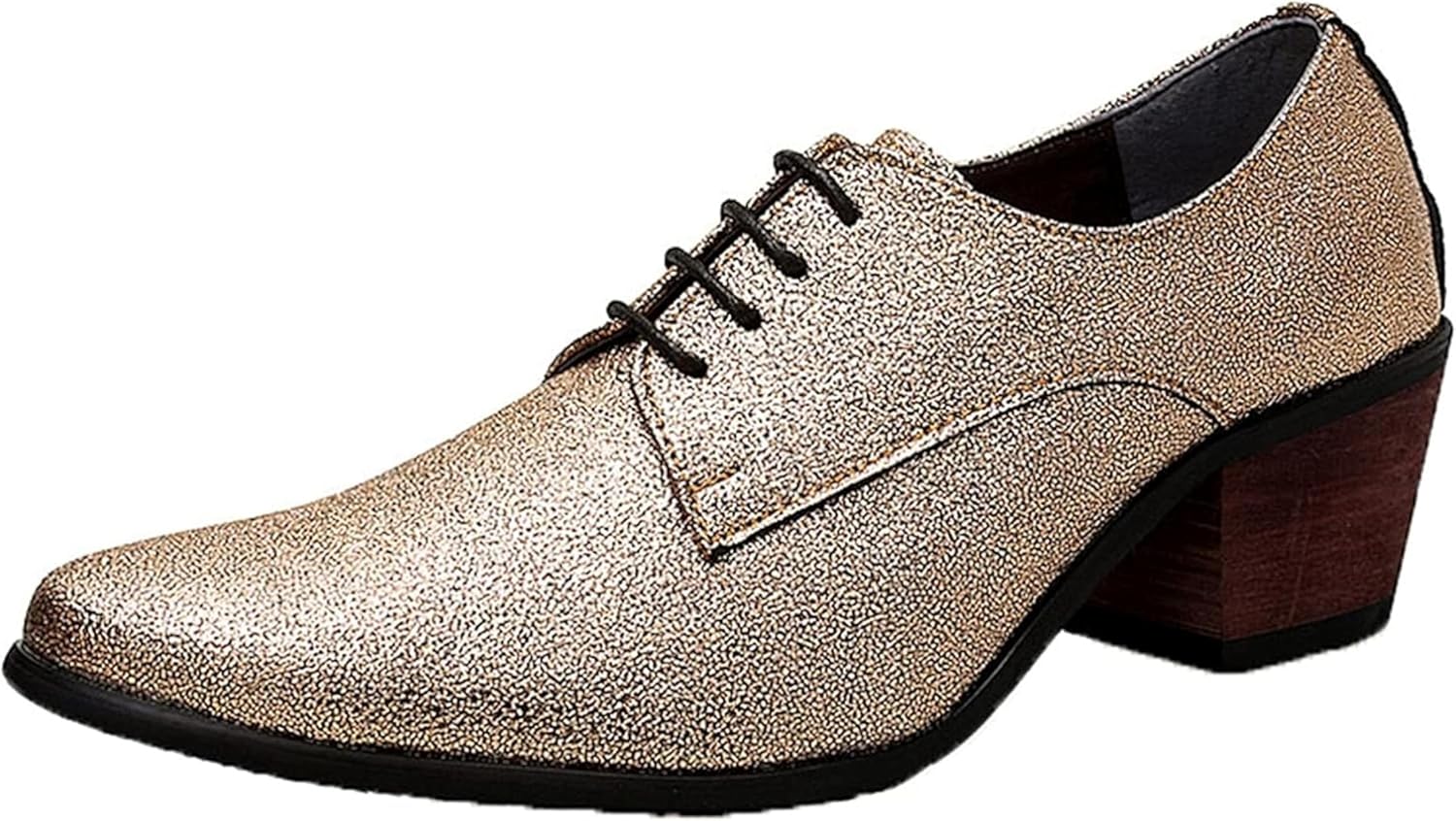 

Мужские блестящие оксфорды с низким вырезом, весенне-осенняя модель, танцевальные туфли на высоком каблуке Generic, золотой