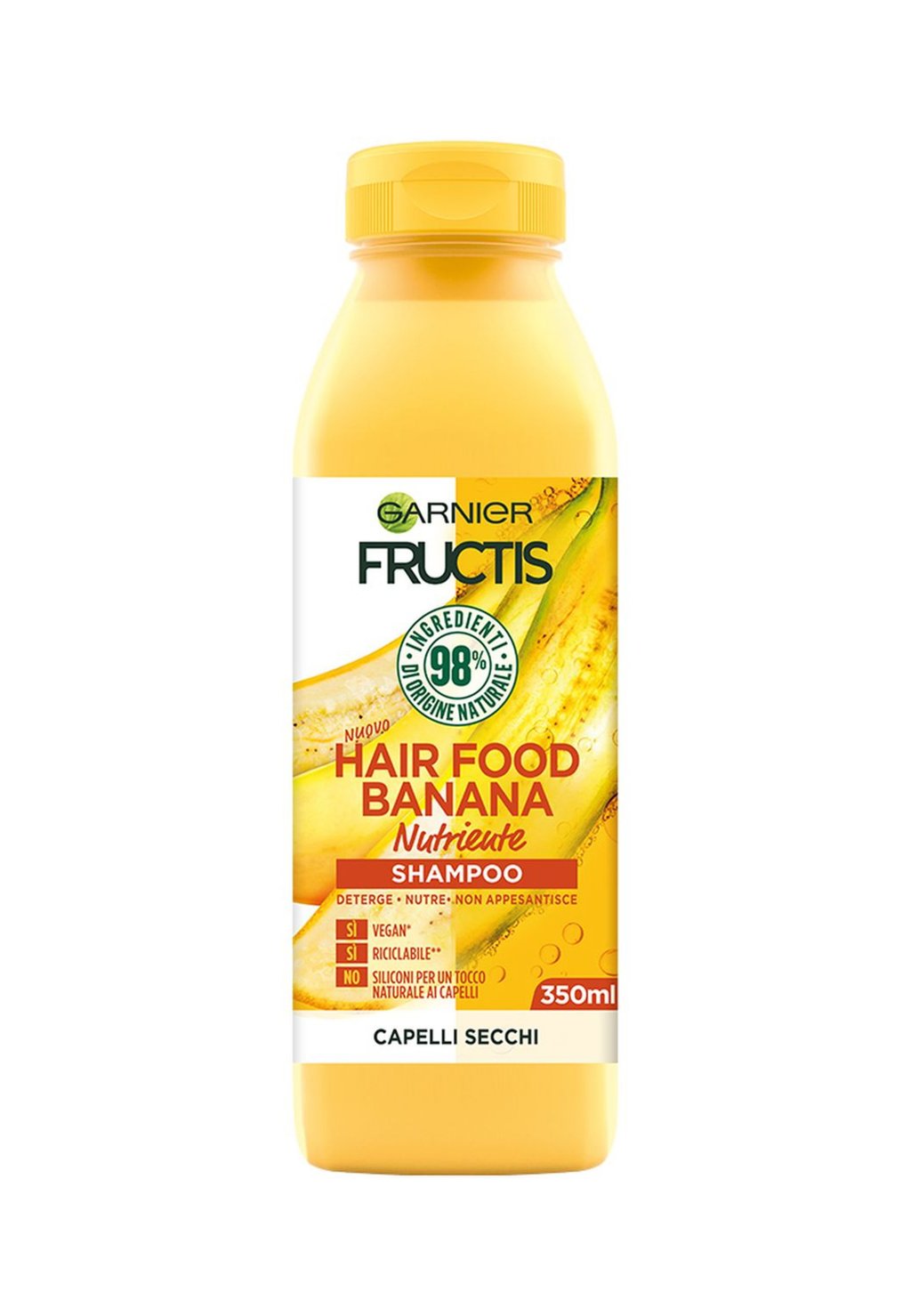 

Шампунь SHAMPOO NUTRIENTE FRUCTIS HAIR FOOD, SHAMPOO NUTRIENTE ALLA BANANA PER CAPELLI SECCHI, 350 ML, 3 PACK Garnier, прозрачный