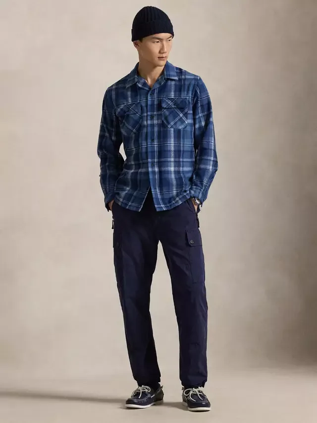 Рубашка-поло из шерстяной саржи в клетку, 7042 Синий Htr Multi Ralph Lauren — фото 4