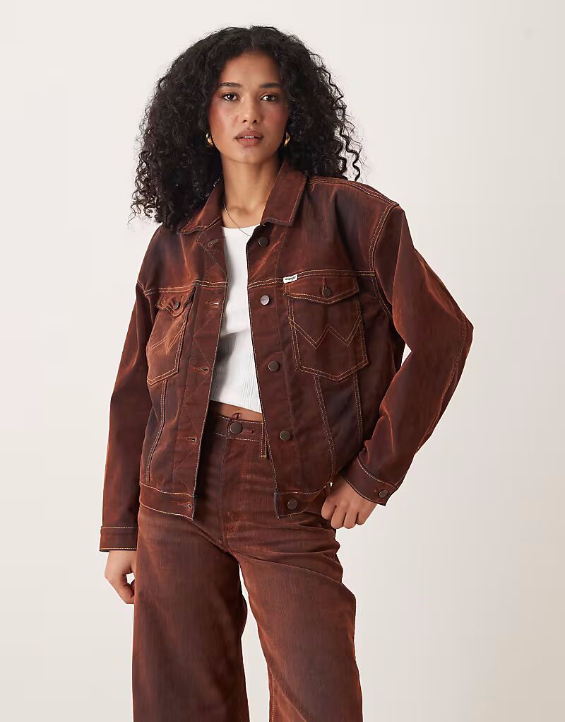 

Ковбойская куртка из денима с покрытием цвета «жженый оранжевый» Wrangler