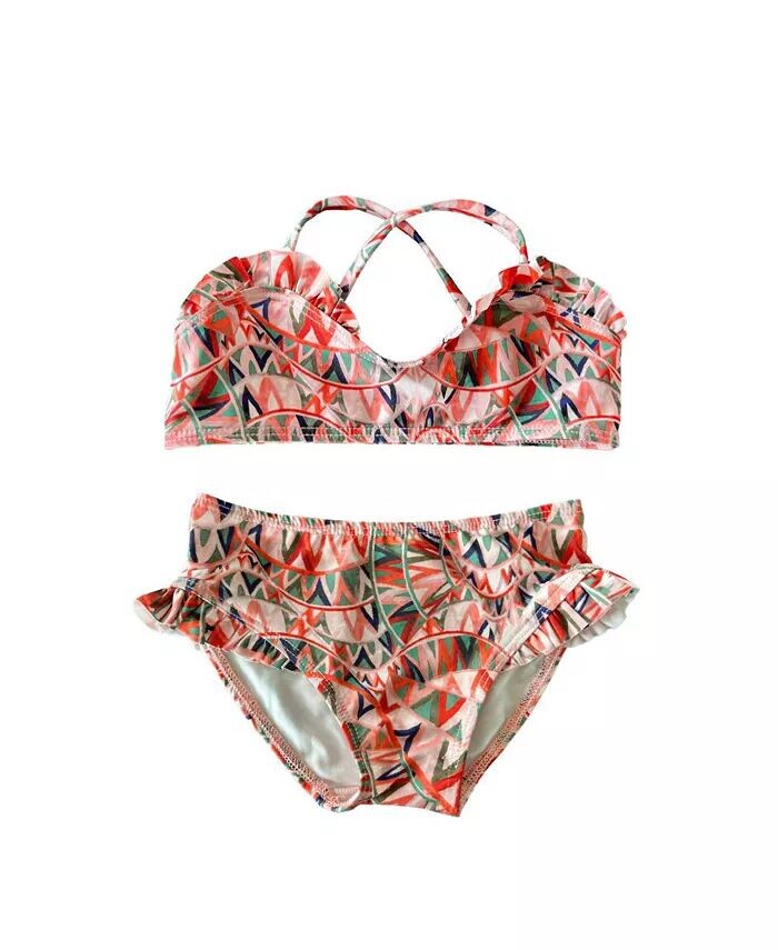 

Комплект бикини для новорожденных девочек с оборками-MIGA Swimwear, красный