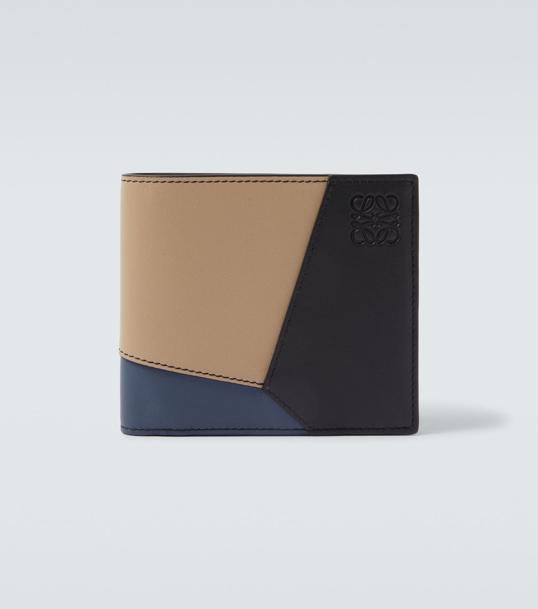 

Кожаный двухстворчатый кошелёк с цветными блоками Puzzle Loewe, Indigo Dye/Corda