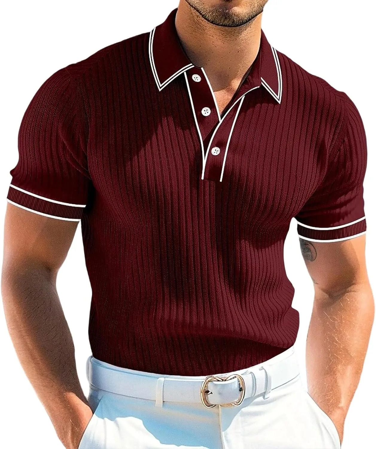 

Мужской вязаный пуловер с V-образным вырезом и коротким рукавом vrvtoov