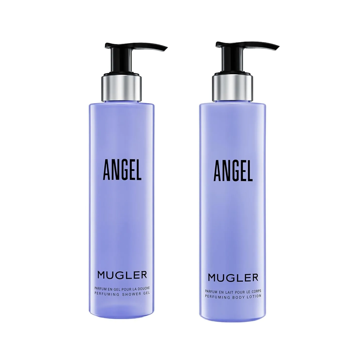 Mugler Angel - Набор для женщин: гель для душа и лосьон для тела с ароматом амбры и древесины - с бергамотом, пралине и пачули - лосьон для тела и гель для душа объемом 190 мл, blue