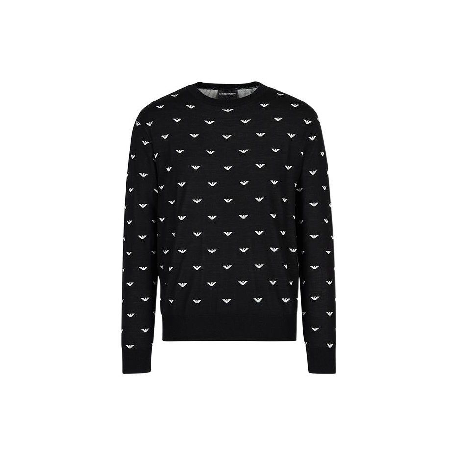 EMPORIO ARMANI Вязаный свитер мужской черный FW22