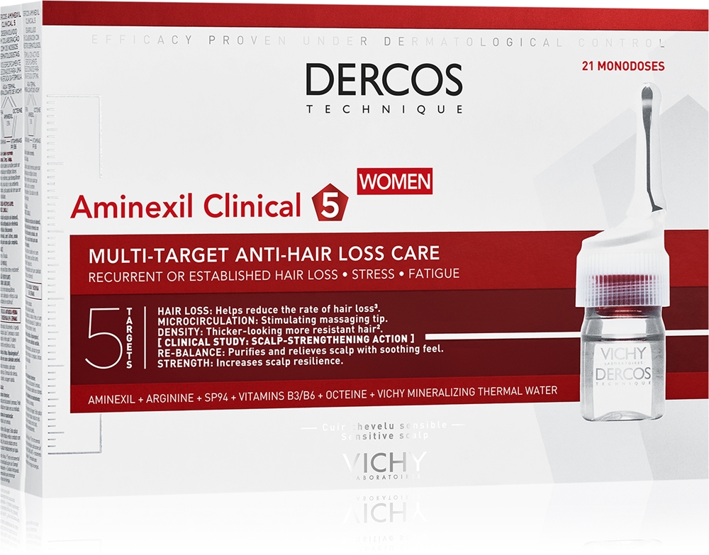 

Dercos Aminexil Clinical 5 - местное средство от выпадения волос у женщин Vichy, 21× 6 мл