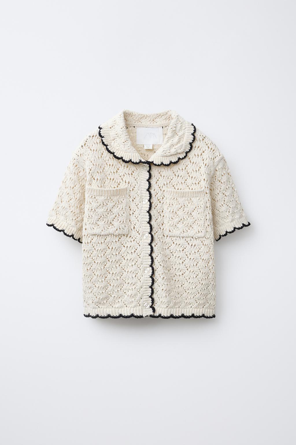 

Вязаная рубашка поло ZARA, экрю