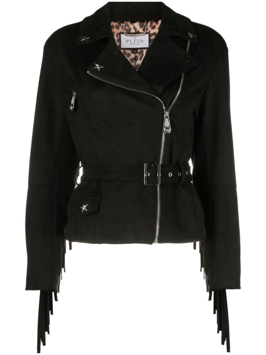 

Philipp Plein байкерская куртка с заклепками и бахромой, черный