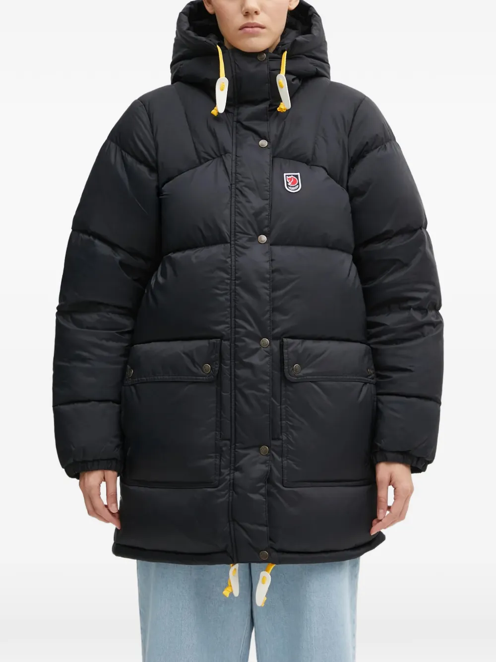 

Стеганое пальто с логотипом Fjallraven, черный