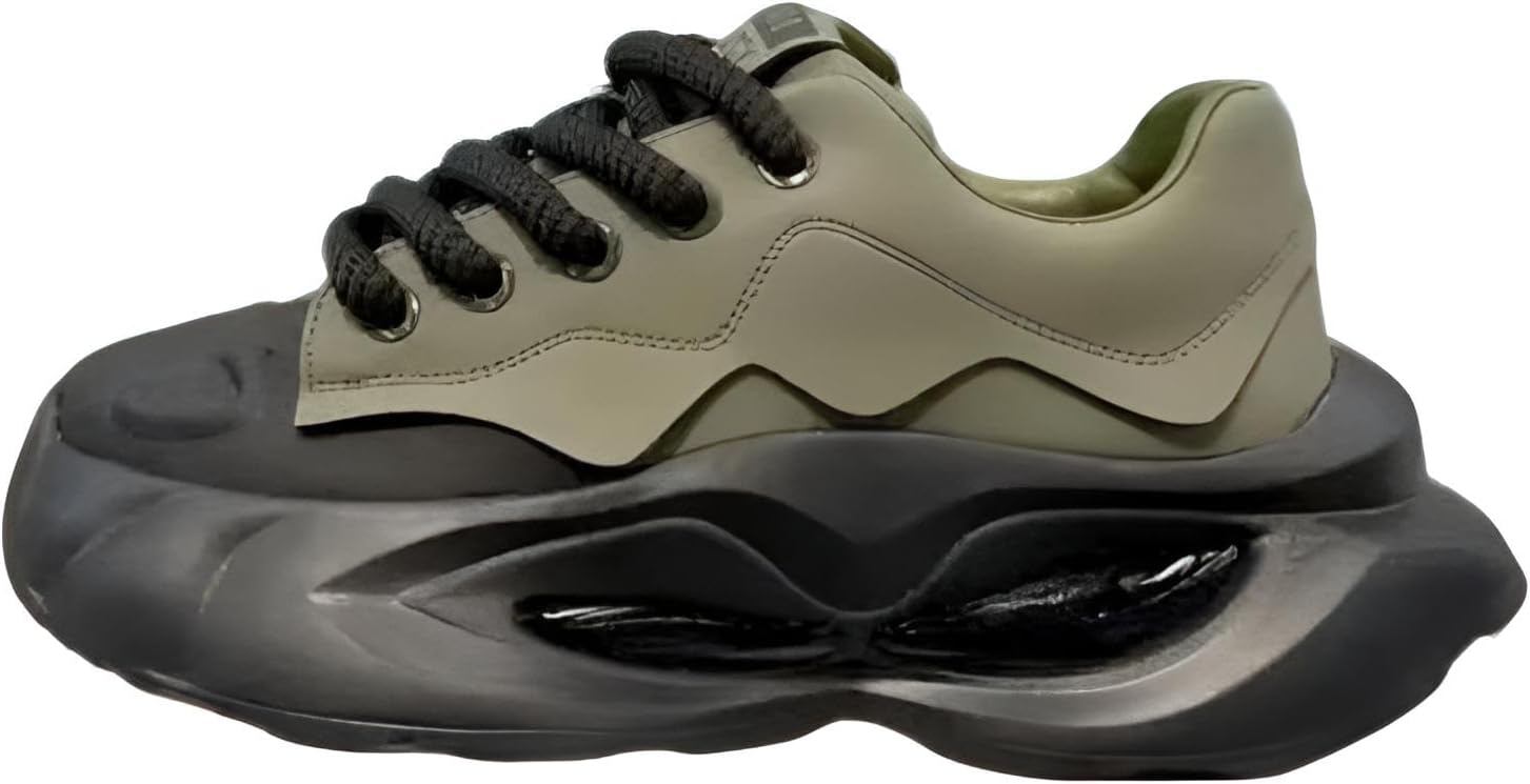 

Модные платформенные кроссовки, массивная волнистая подошва, черно-серые, шнуровка, спортивные туфли с контрастной средней подошвой Generic