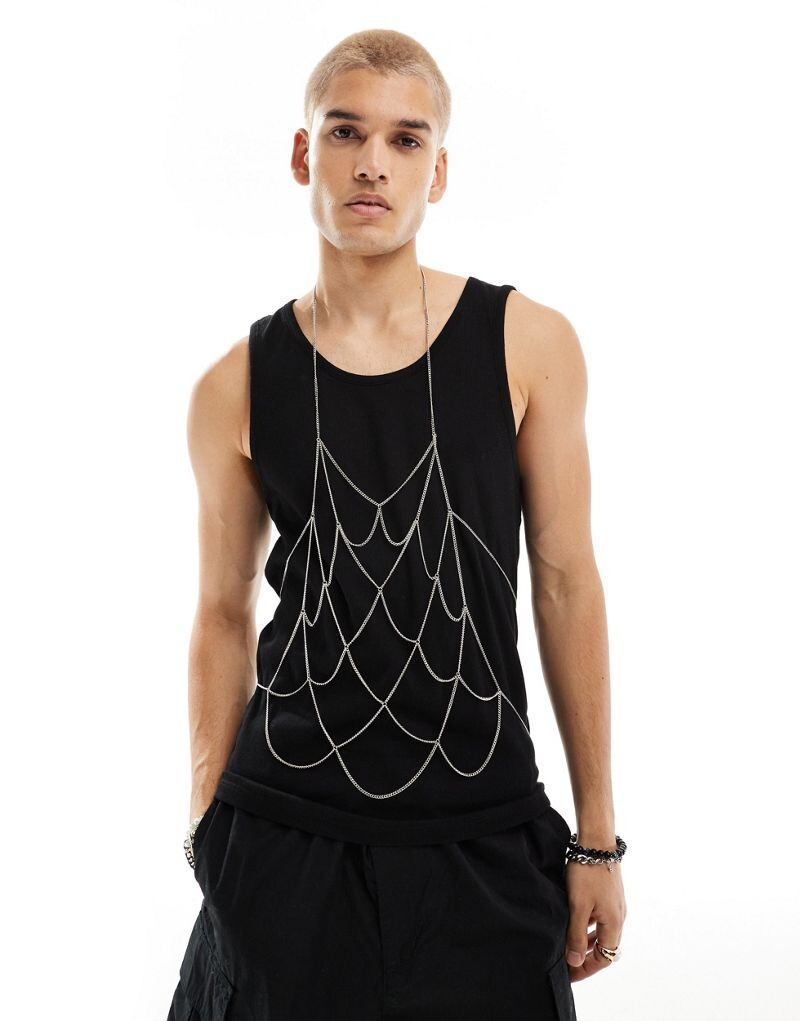 

Серебристый топ с цепочками ASOS DESIGN