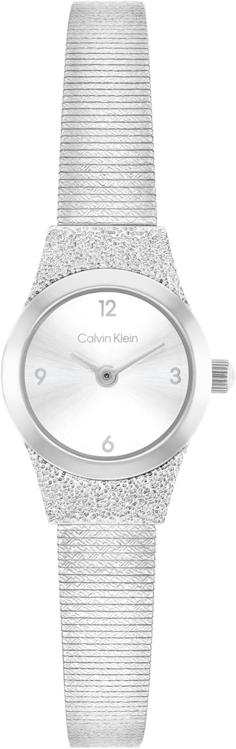 

Женские кварцевые часы Calvin Klein CK Contemporary 2H - круглый корпус, сетчатый браслет - современный минималистичный стиль - подарок для нее, 18 мм, Silver