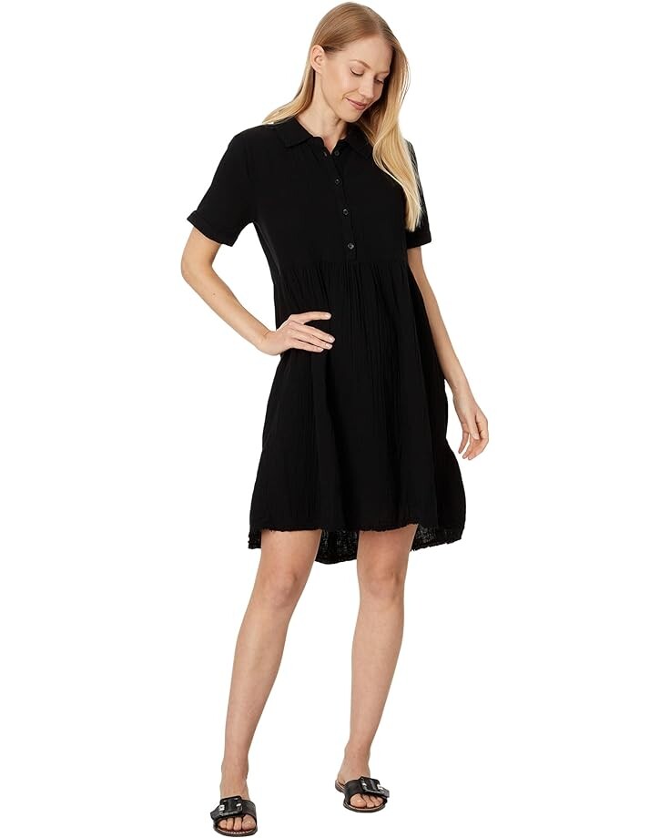 

Платье Mod-o-doc Roll-Up Sleeve Tiered Back, черный