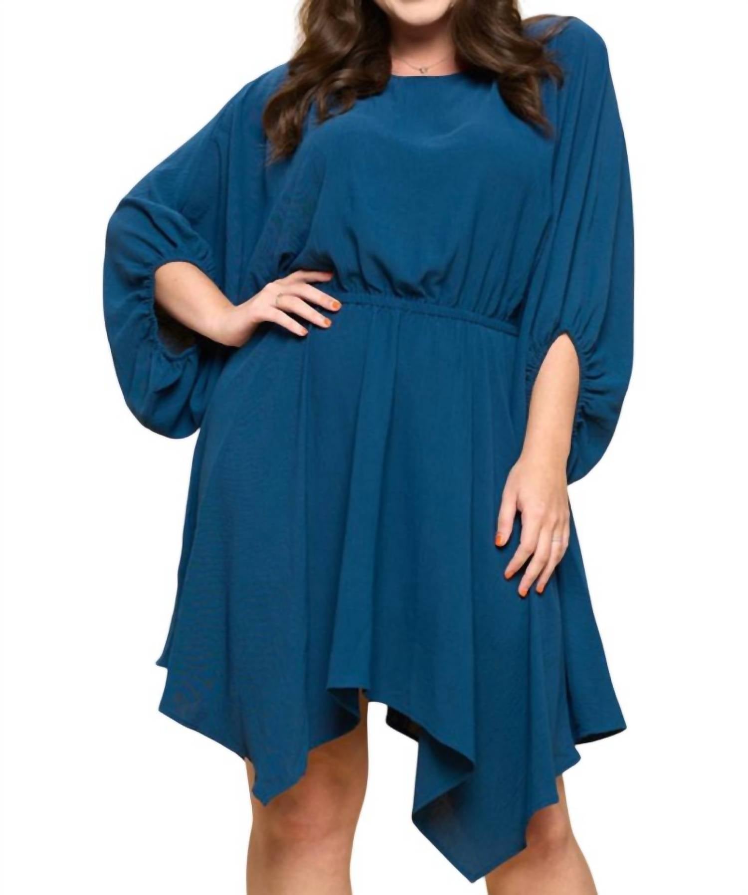 

Платье с вырезом лодочкой из цельного плетения - Plus In Blue Oddi, синий