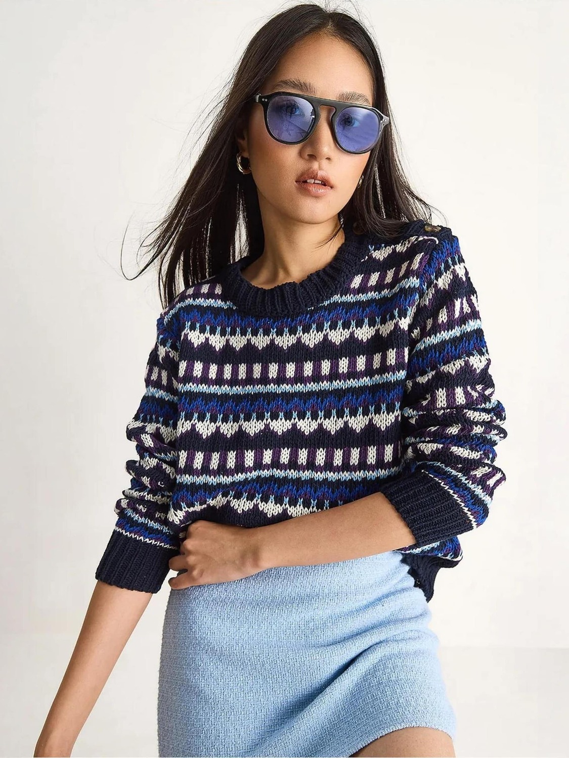 

Bianco Lucci Свитер в цвете Marine Blue, Light Blue