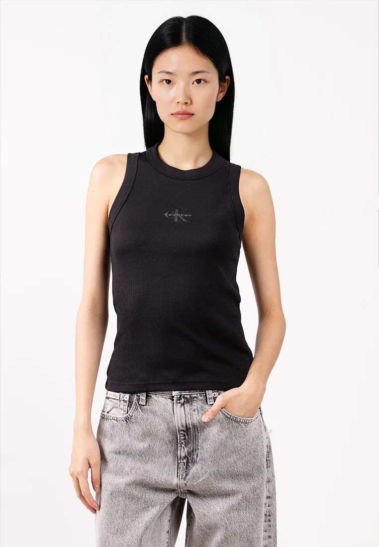 Топ без рукавов rib knit, Monogram, Calvin Klein Jeans, черный