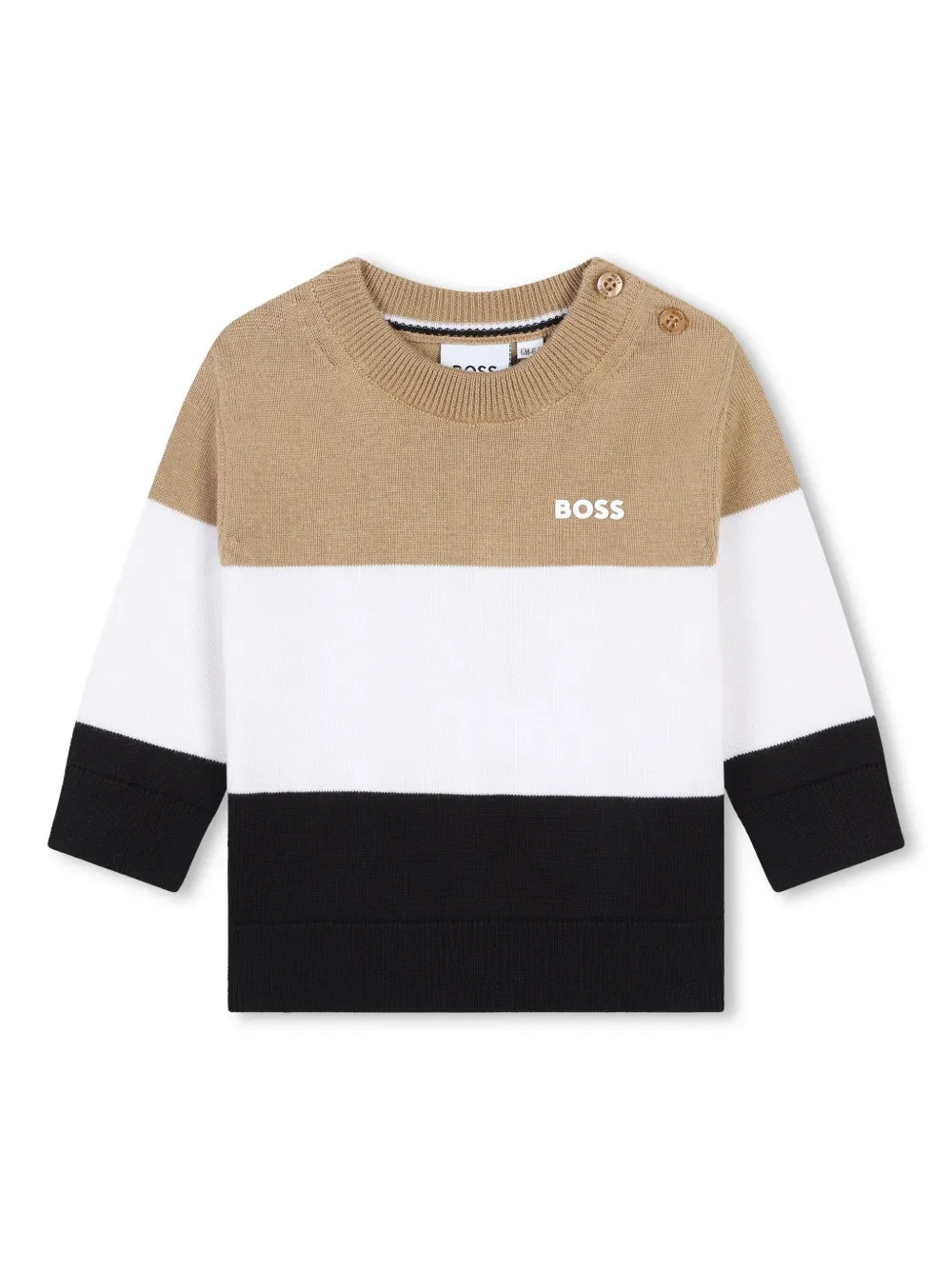 

Джемпер в стиле колор-блок с вышитым логотипом BOSS Kidswear, нейтральный