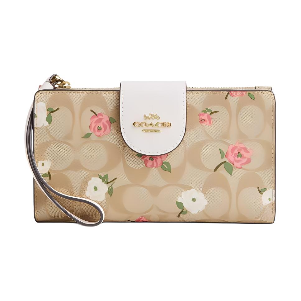 

COACH Женский кошелек Trumpets из гладкой кожи с покрытием, золотистый и светло-хаки, меловой, разноцветный