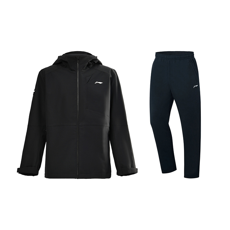 

LiNing Повседневная спортивная одежда унисекс, set (черный top+черный bottom)