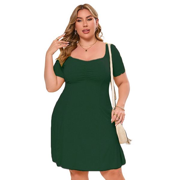 

Платье женское повседневное с квадратным вырезом Plus size Seoria, Dark Green