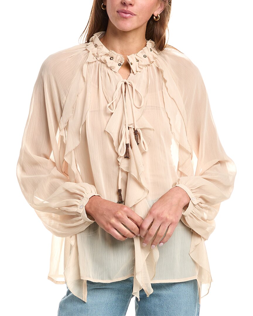 

REVERIEE Блузка с рюшами из шифона, бежевый
