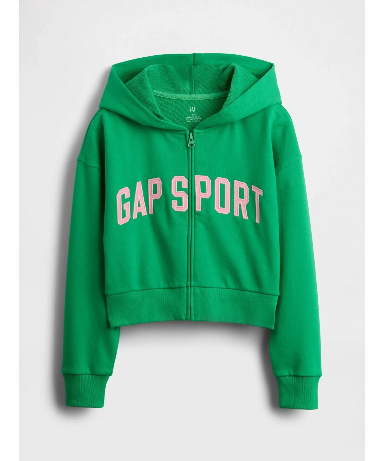 (K) Винтажная мягкая укороченная толстовка на молнии с логотипом GAP (детская), GALLANT_GREEN — фото 4