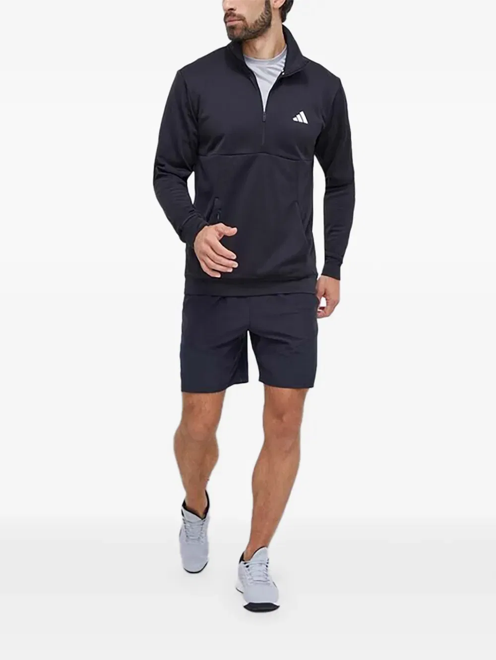 Толстовка с застежкой-молнией до середины груди Adidas, черный — фото 2