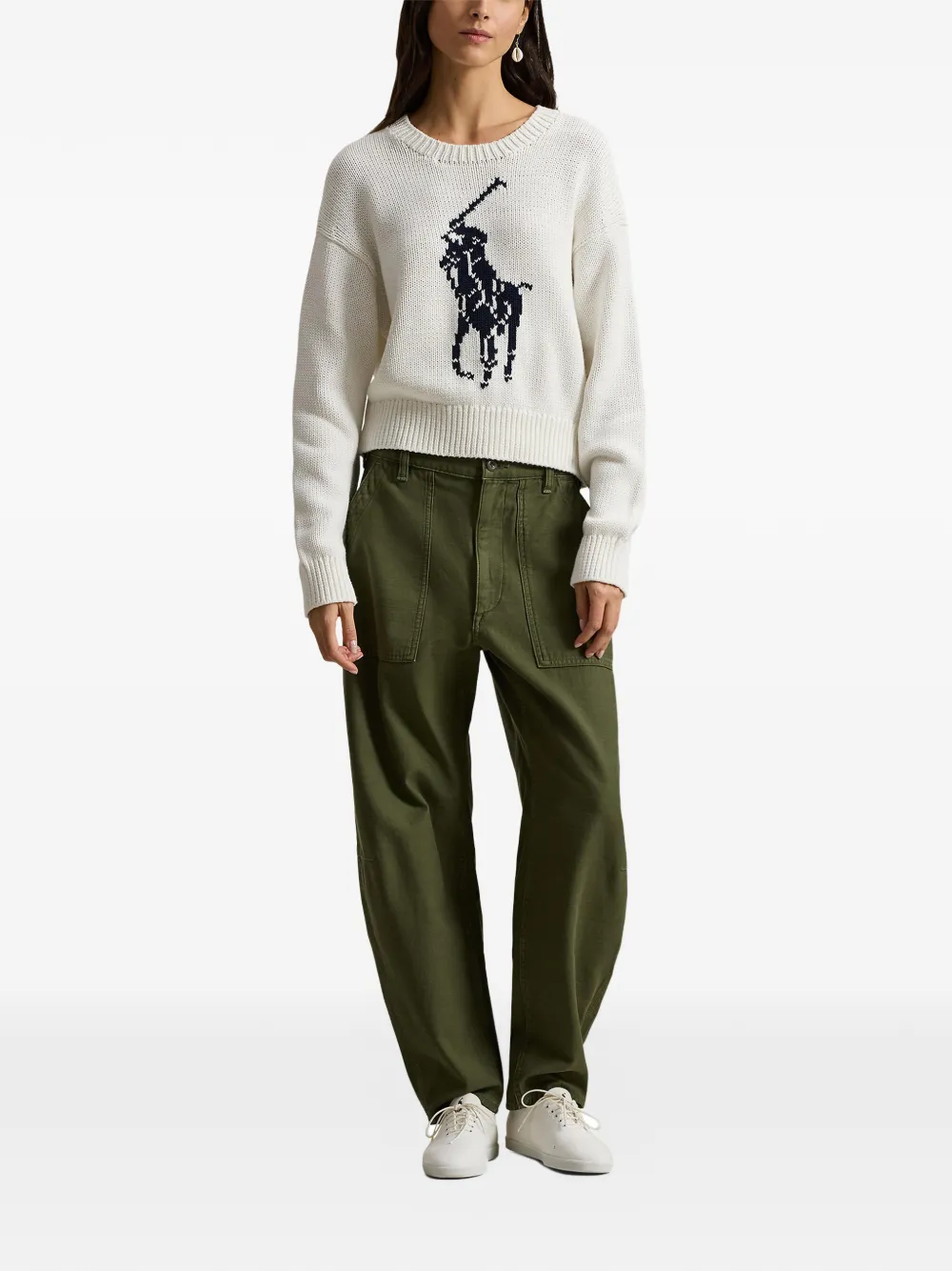 Трикотажный джемпер с логотипом Polo Ralph Lauren, белый — фото 2