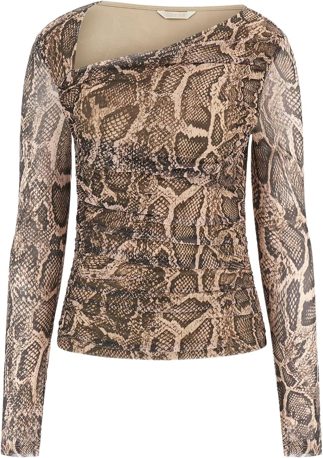 

GUESS Женская Эко Футболка с Длинным Рукавом Bernardette, Phyton Natural Skin Print