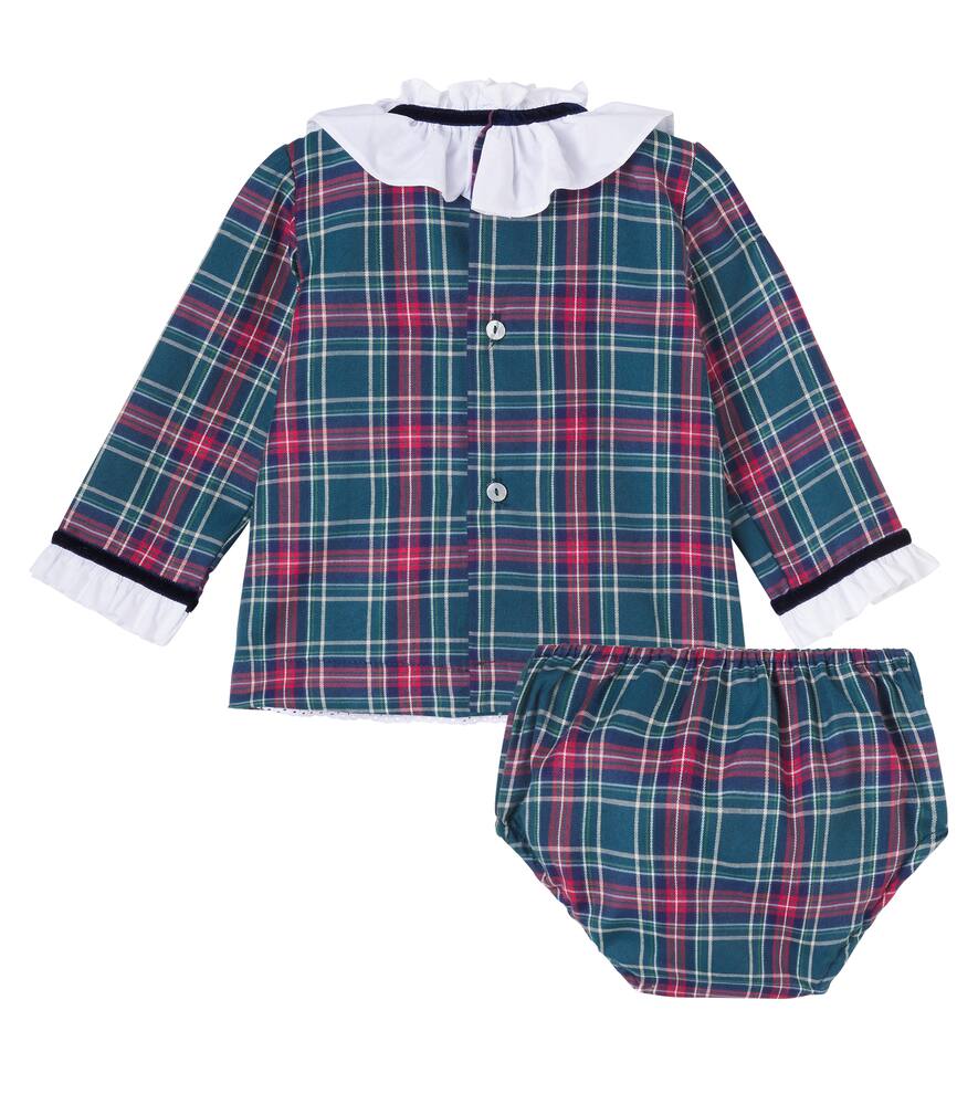 Комплект из платья и панталонов Baby Flora из хлопковой смеси La Coqueta, Green Tartan — фото 4
