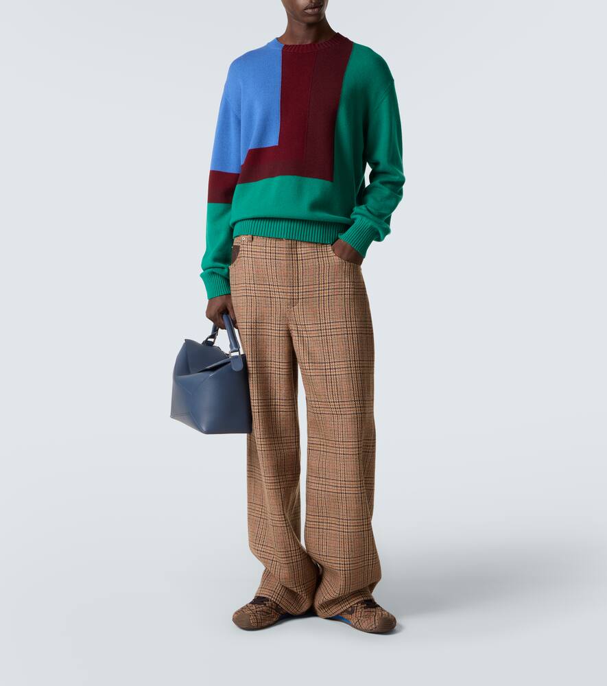 Свитер из шерсти Albers с цветными блоками и интарсией Loewe, Green/Red/Multicolor — фото 2