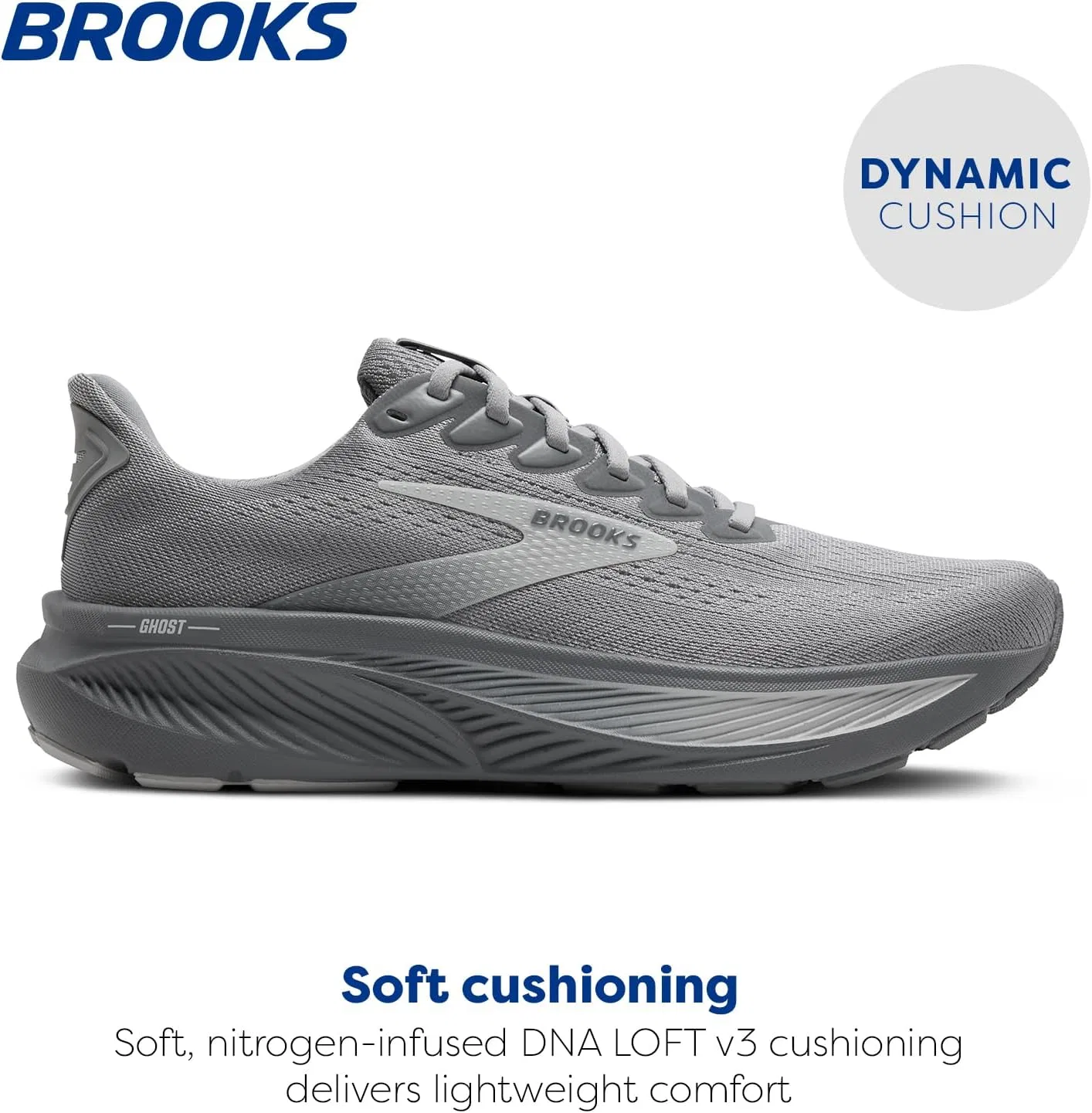 Мужские беговые кроссовки Brooks Ghost 17 нейтрального цвета, цвет «грунтово-серый/устричный гриб» — фото 2