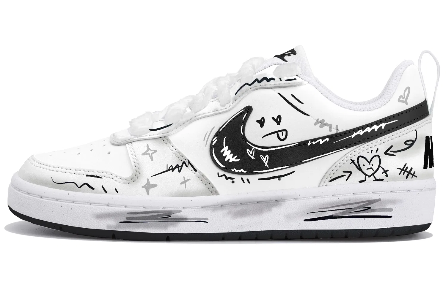 Кроссовки для скейтбординга Court Borough 2 Low top White Black Teenagers Nike