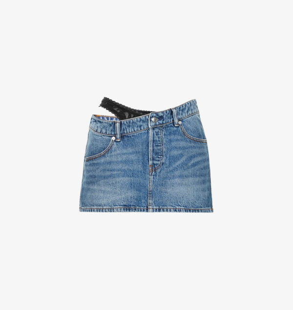 

Джинсовая мини-юбка с кружевом и Dip-Side Alexander Wang, индиго
