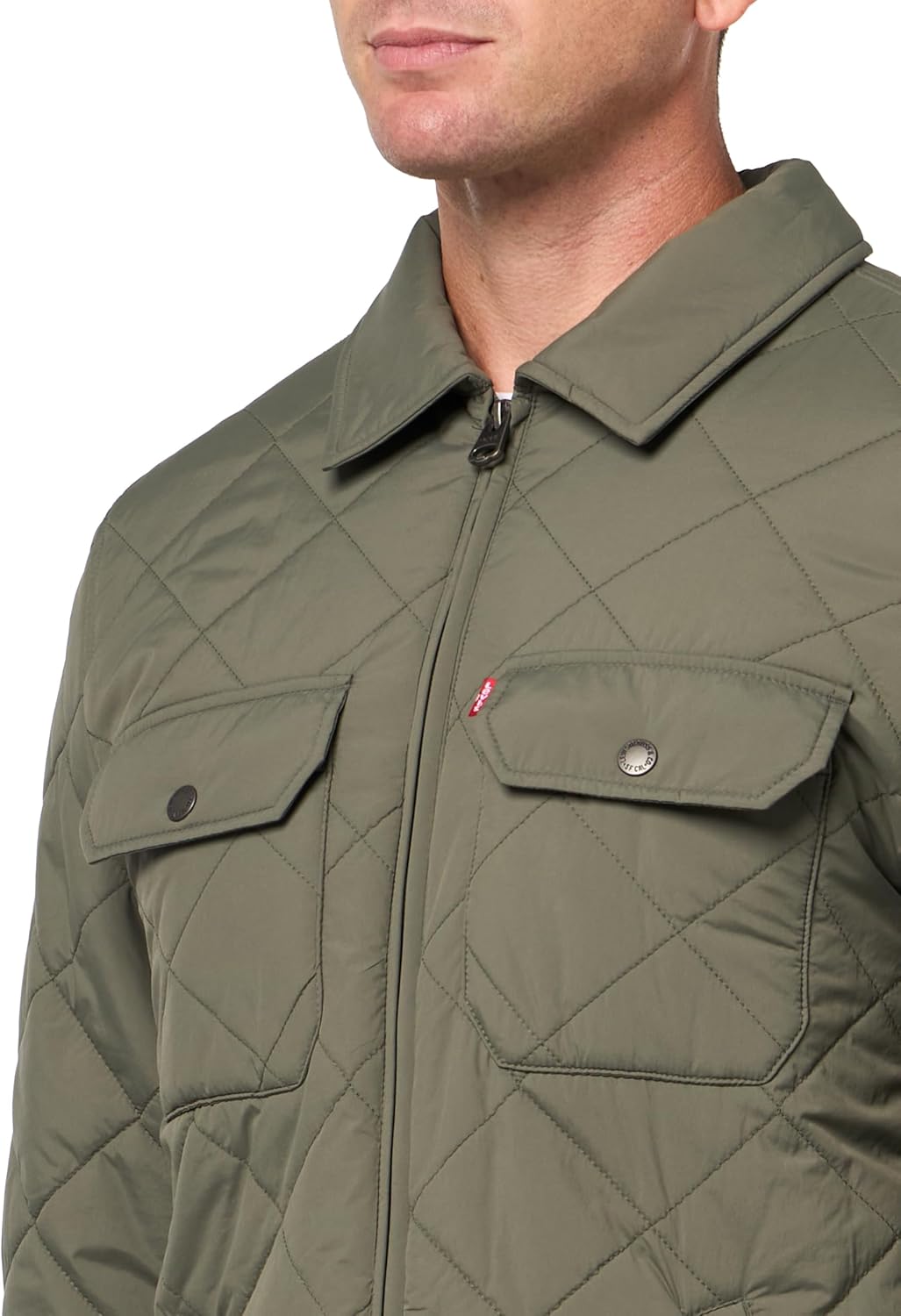 Мужская куртка Levi's с ромбовидной стежкой и отложным воротником, Sage Green — фото 3