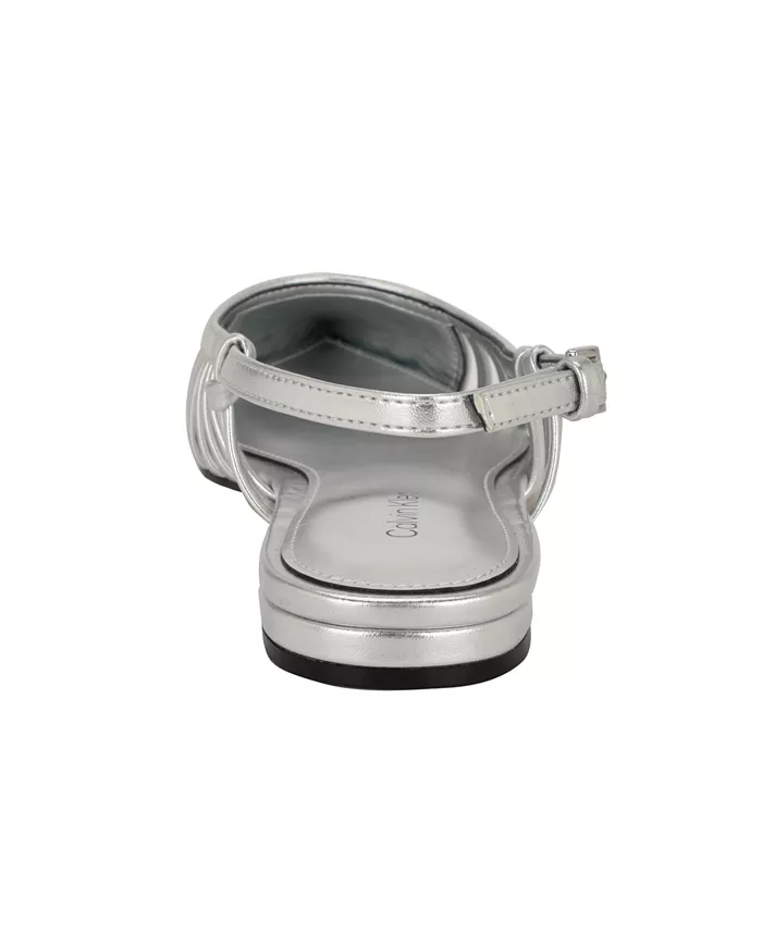 Женские балетки Jillie с ремешком на пятке Calvin Klein, серебряный — фото 3
