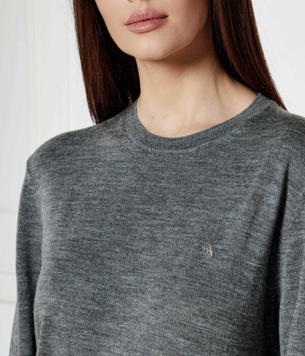 Шерстяной свитер Loose fit Polo Ralph Lauren, серый — фото 4