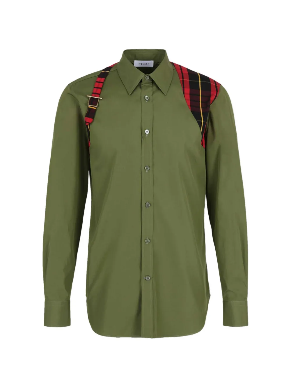 

Рубашка с тартановыми вставками Alexander McQueen, зеленый