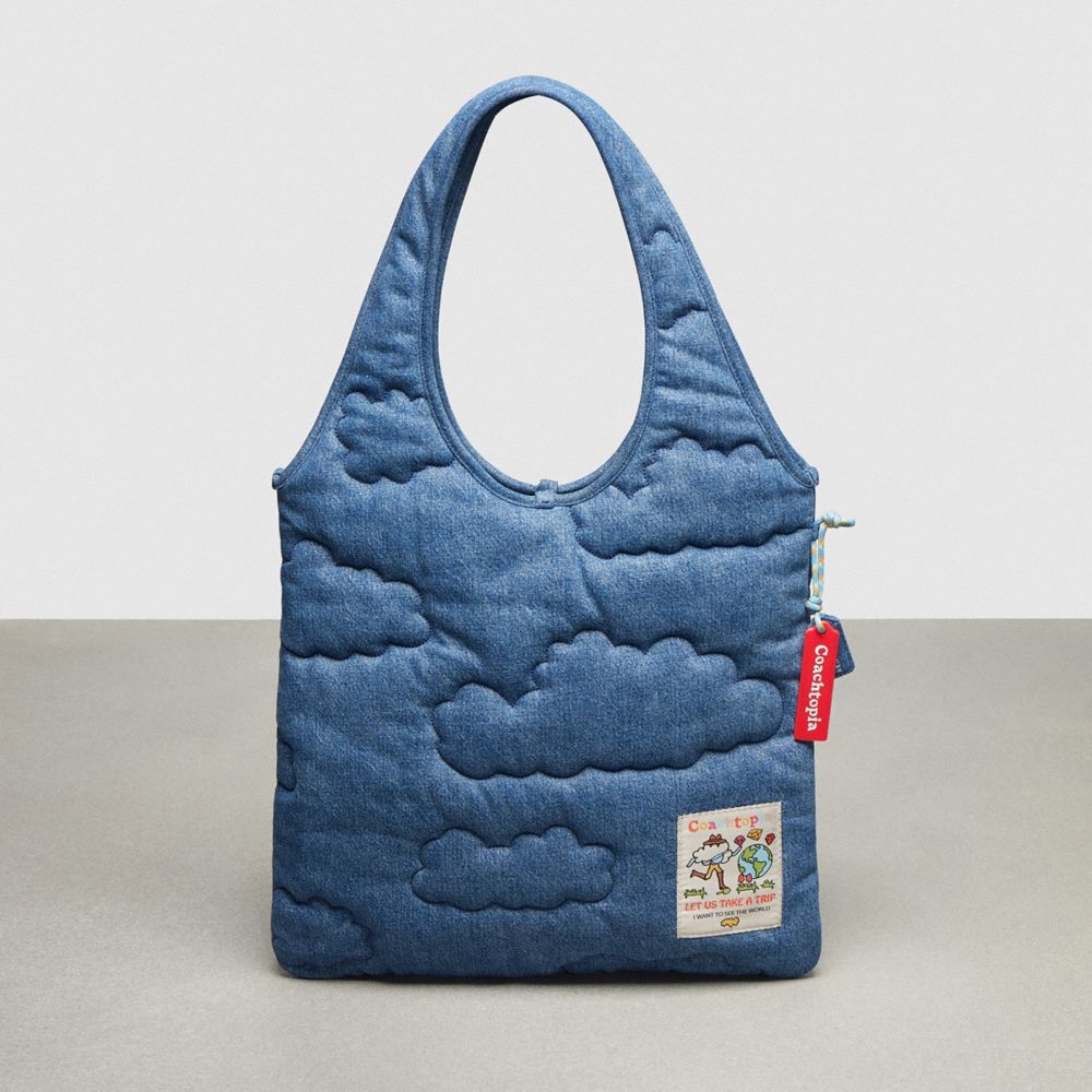 

Сумка-тоут Coach Flat Tote With Cloud Quilting, цвет Denim