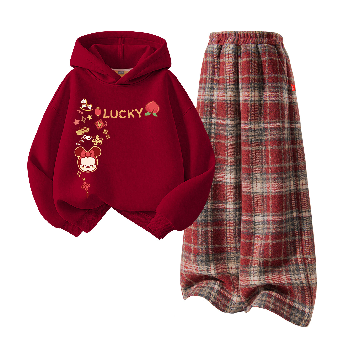 

Детский танский костюм Disney, [thickened and fleece-lined]didofni_left upper бордовый+solid color красный plaid