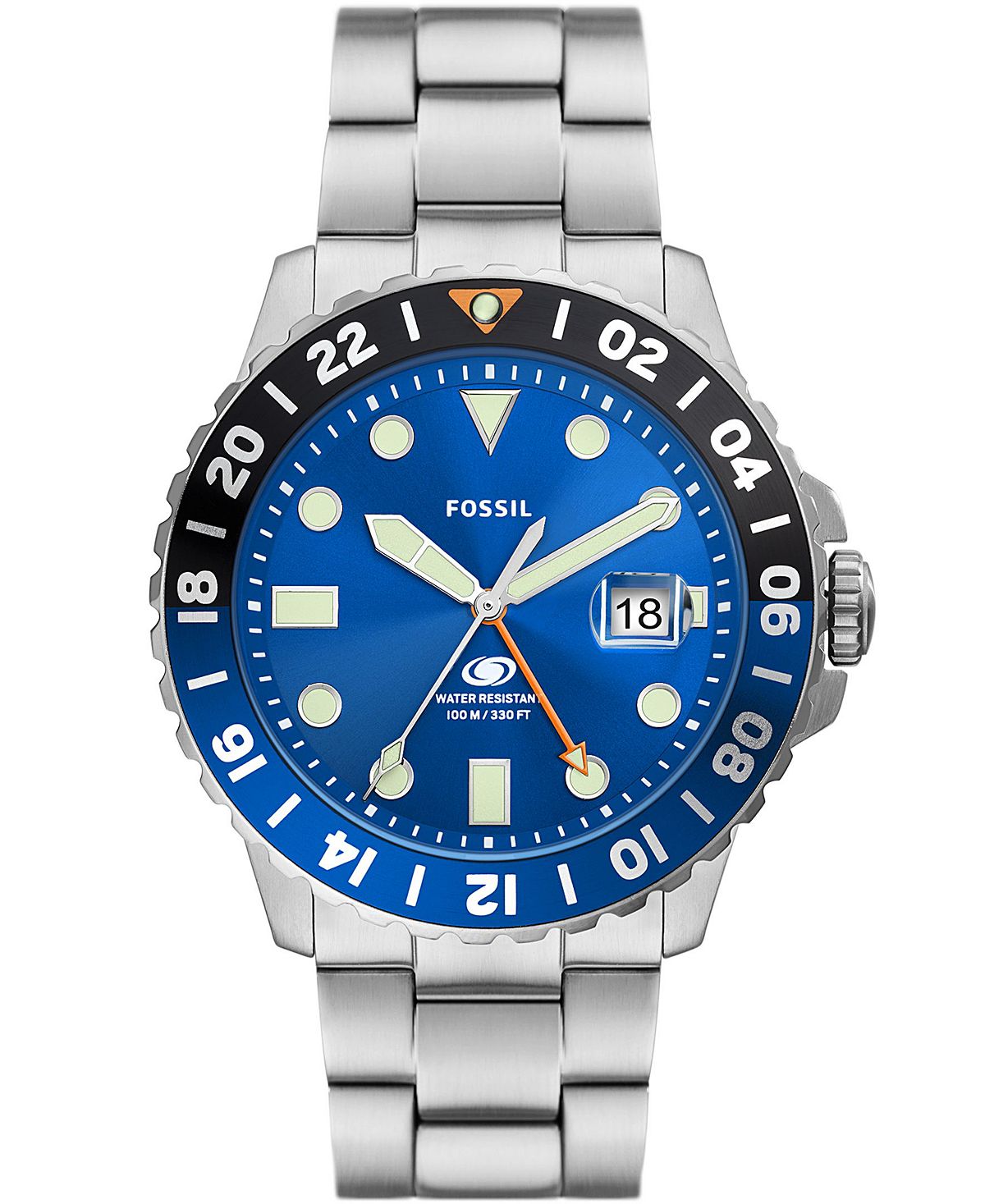 

Мужские часы Fossil Blue GMT из нержавеющей стали, 46 мм