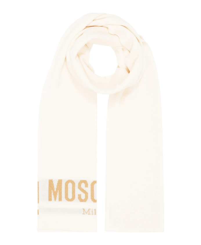 

Шерстяной шарф с логотипом Moschino, белый