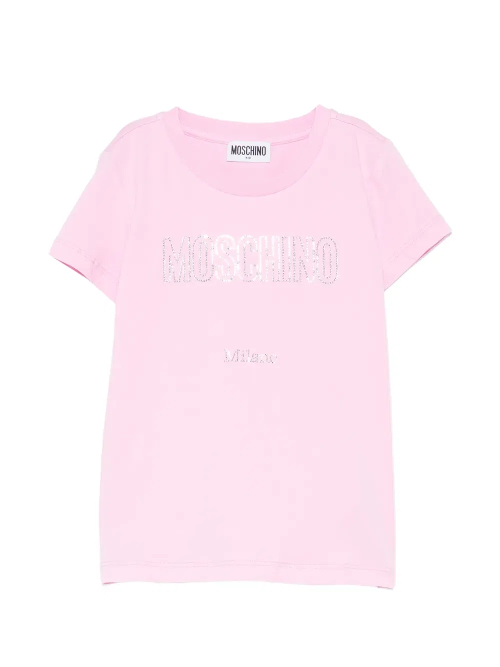 Футболка с кристальной отделкой Moschino Kids, розовый