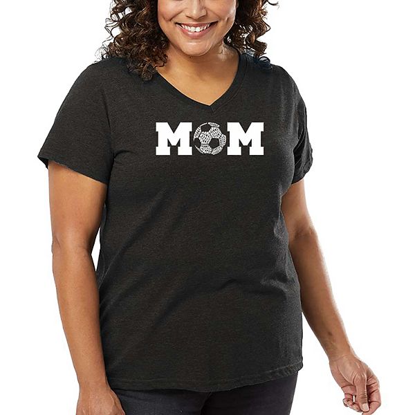 

Футболка V-neck с принтом Soccer mom для женщин plus size La Pop Art, Grey